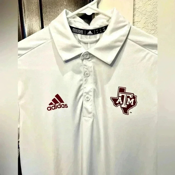 Adidas Texas A&M Men’s Performance White Polo- Size Small - Picture 4 of 7